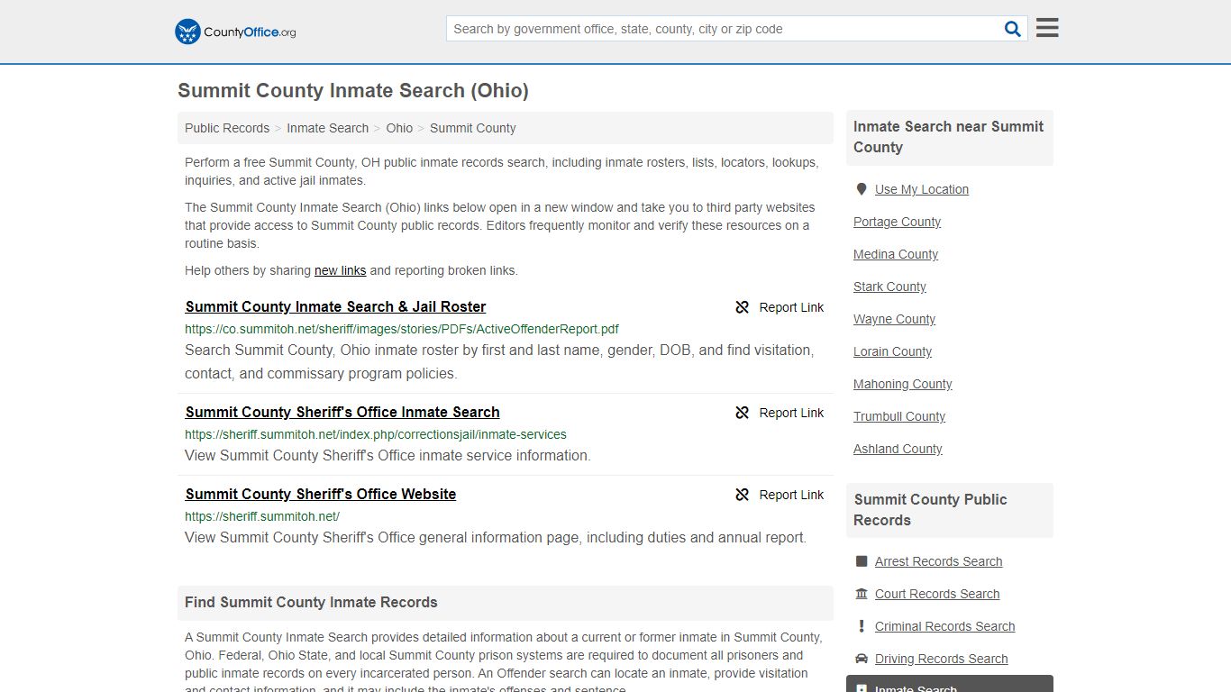Summit County Inmate Search (Ohio) - County Office
